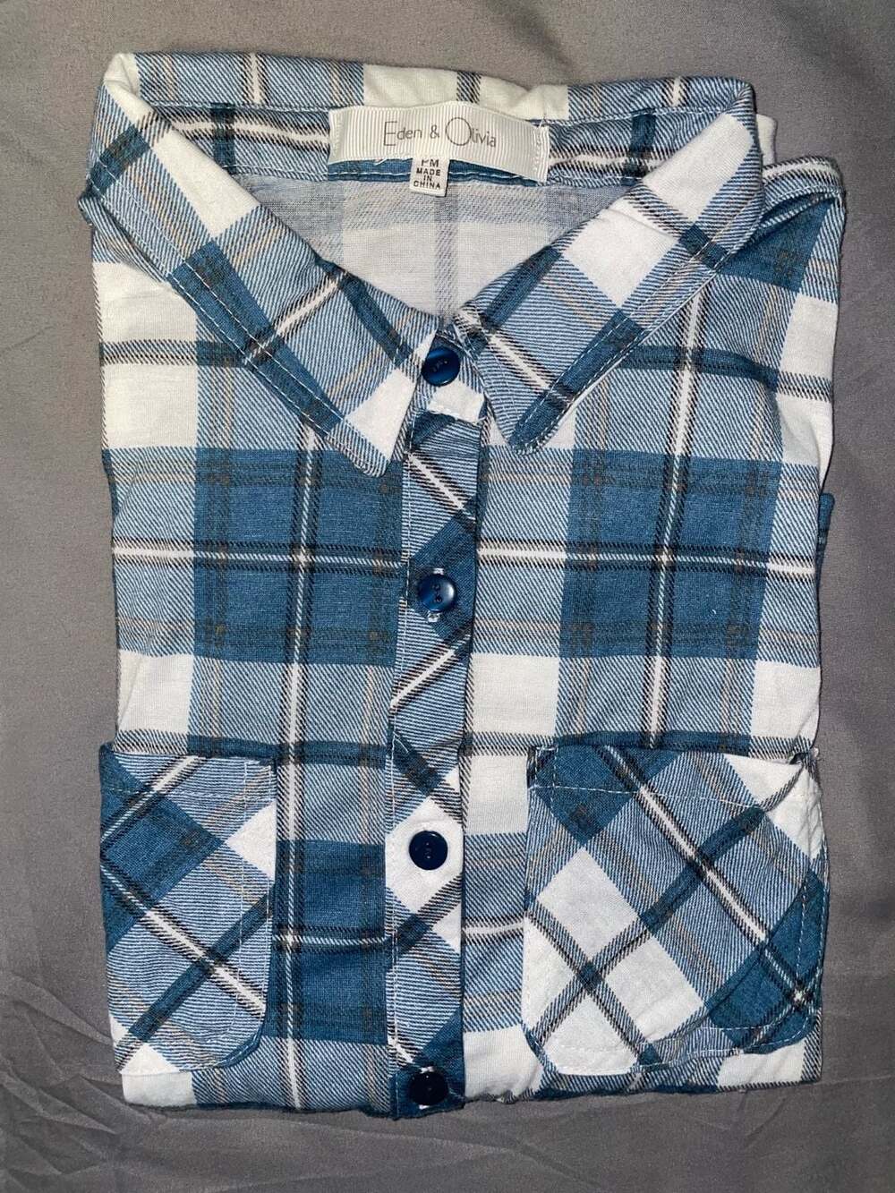 Eden & Olivia Blue and White flannel